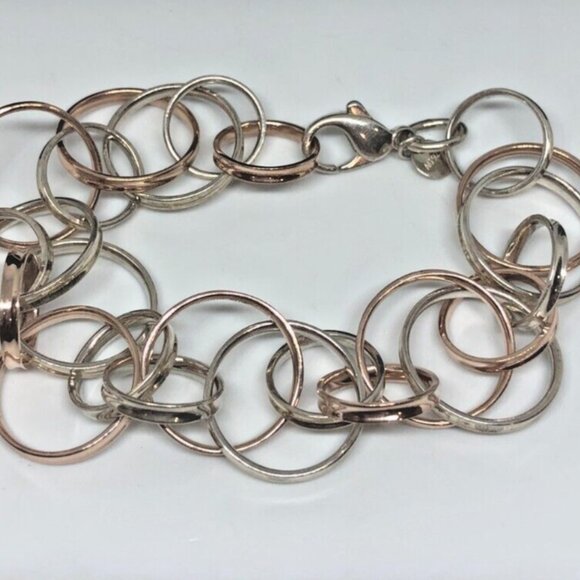 Tiffany & Co. Silver Rubedo 1837 Interlocking Circle Bracelet 8.5" - Picture 11 of 11